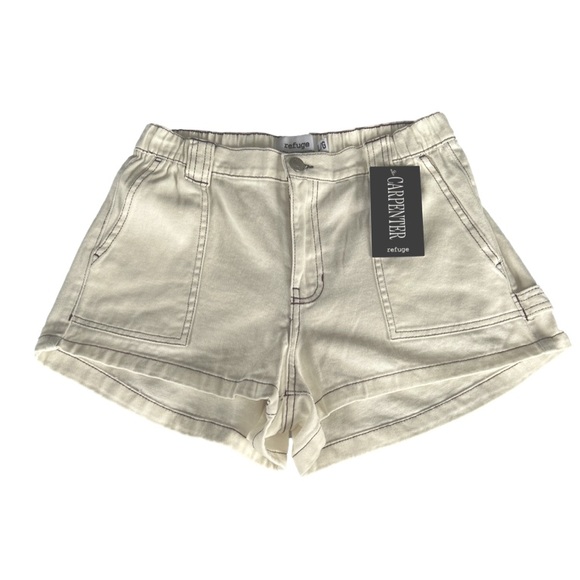refuge Pants - Refuge Carpenter Style Cream Denim Shorts With Pockets Size Large New With Tag